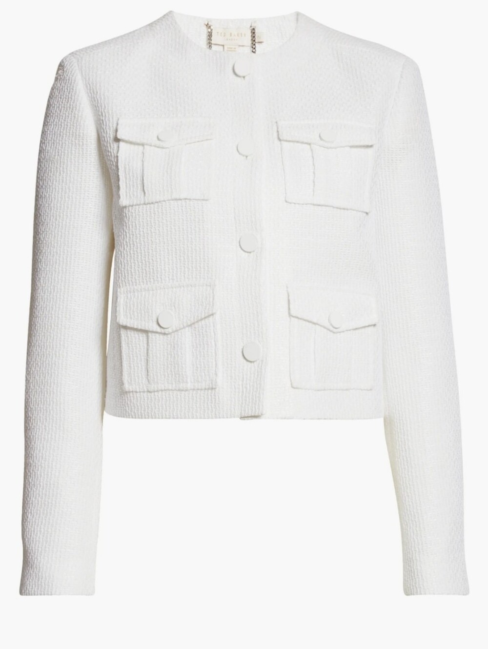 Ted Baker Alera Cropped Boxy Cargo Jacket White Size 3